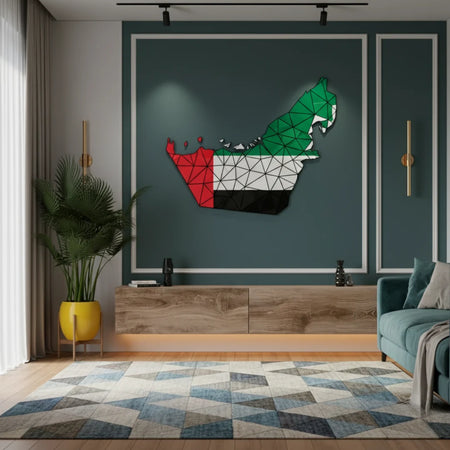 Geometric UAE Flag Map Acrylic Wall Art