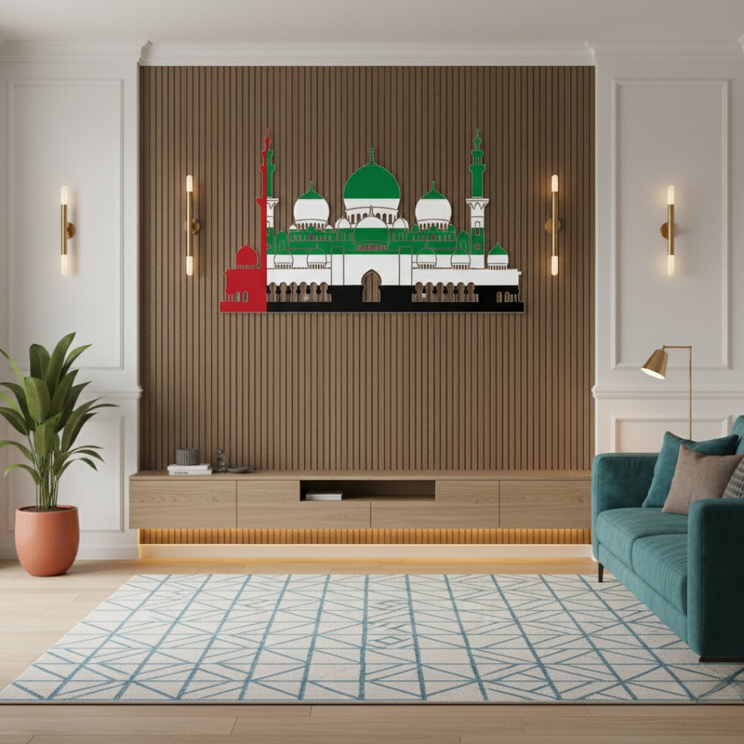 Arcdew's Grand UAE Mosque Silhouette Acrylic Wall Art.