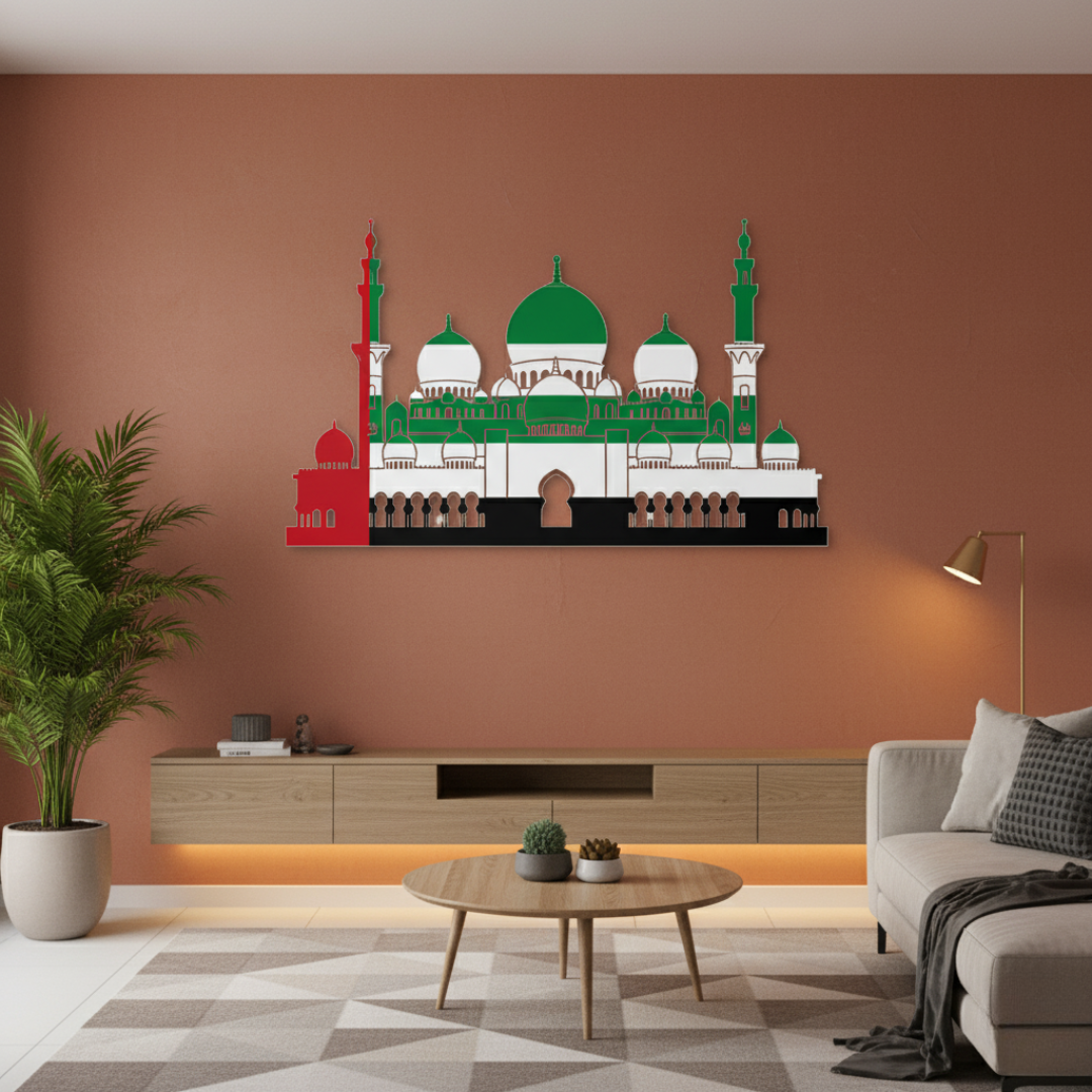 Arcdew's Grand UAE Mosque Silhouette Acrylic Wall Art