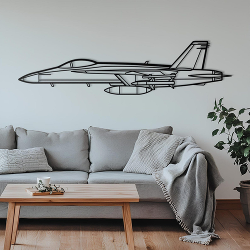 Hornet Fighter Jet Line Art Wall Decor – Acrylic Aviation Silhouette