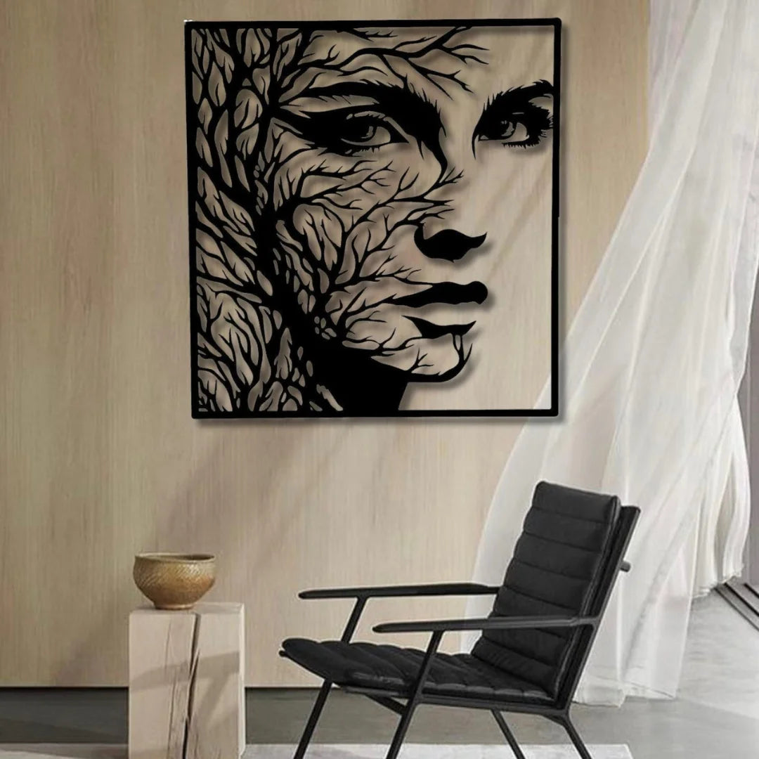 Woman Face & Tree Branch Black