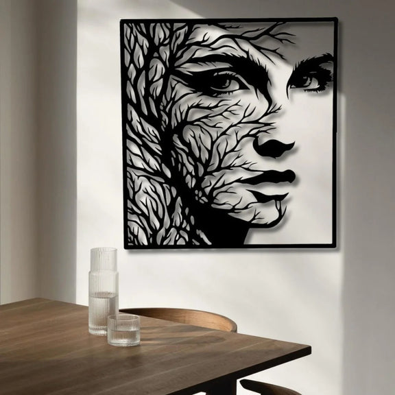 Woman Face & Tree Branch Black 1
