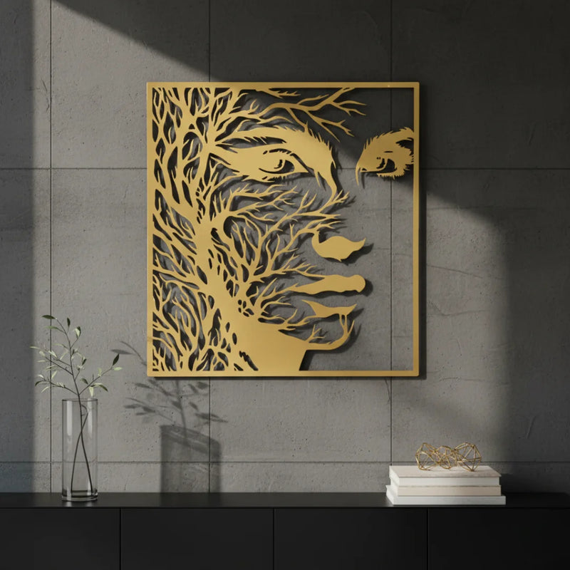 Woman Face & Tree Branch Gold