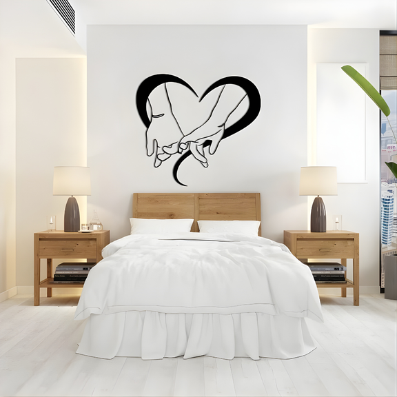 Arcdew's Intertwined Hands Heart Acrylic Wall Art | Romantic Love Symbol Decor.