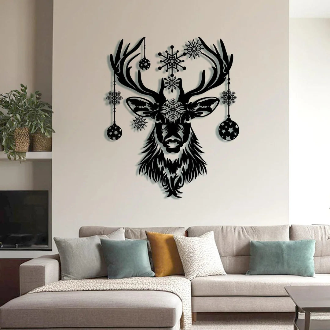 Acrylic Deer Head Wall Art Black