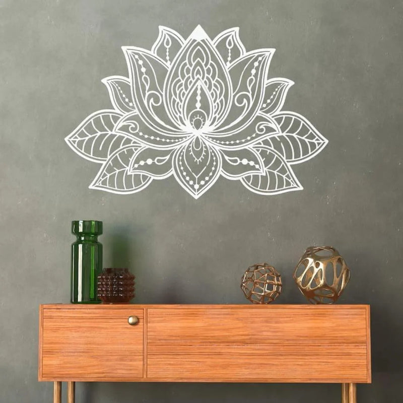 Mandala Lotus Flower Acrylic Wall Art Silver 1