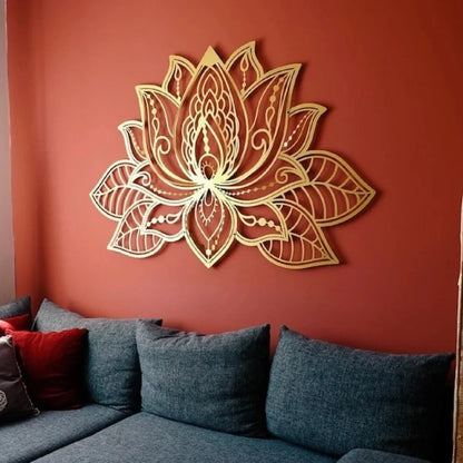 Mandala Lotus Flower Acrylic Wall Art Gold