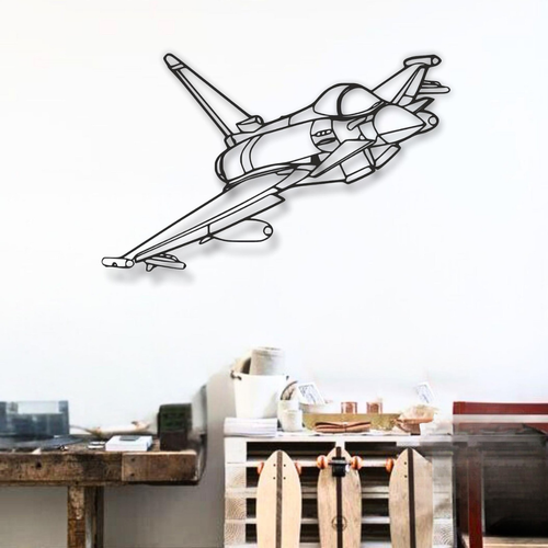 Modern Acrylic Eurofighter Typhoon Jet Silhouette Wall Art