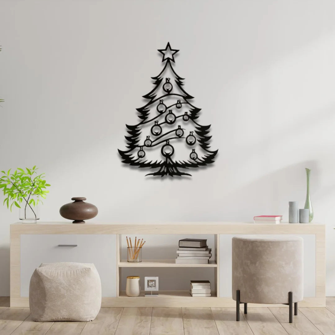 Ornamented Christmas Tree Wall Art Black 1