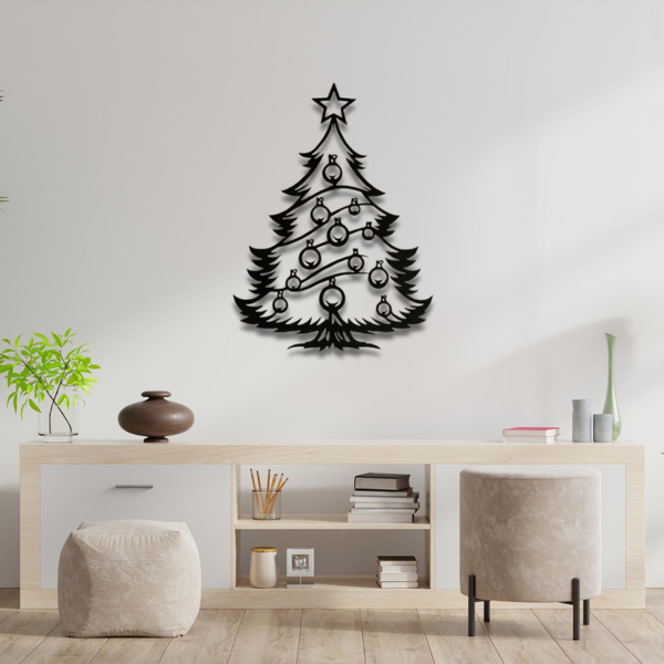 Acrylic Ornamented Christmas Tree Wall Art Silhouette