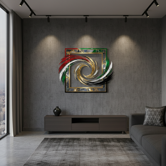 Arcdew's Modern UAE Flag Swirl Acrylic Framed Wall Art...
