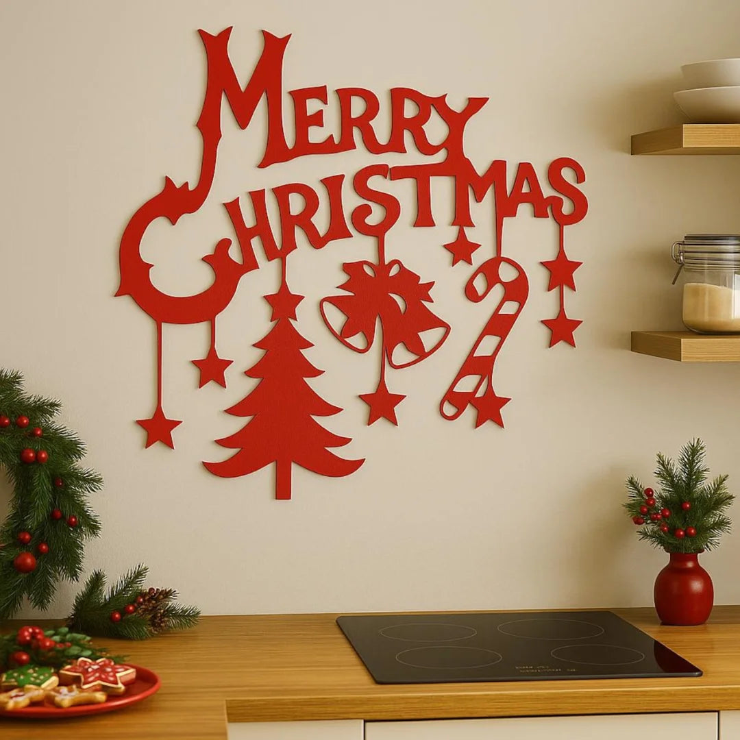"Merry Christmas" Wall Art Red