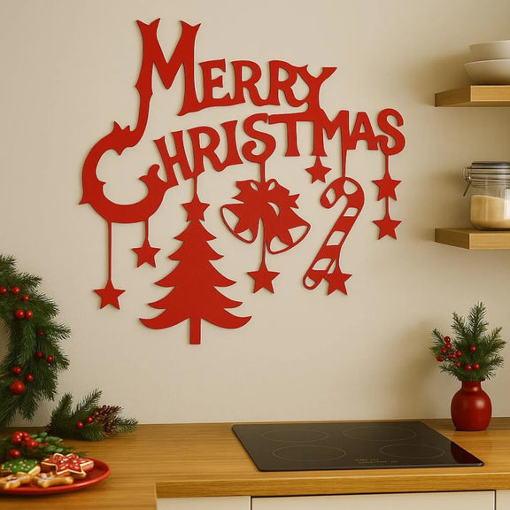 "Merry Christmas" Wall Art Red