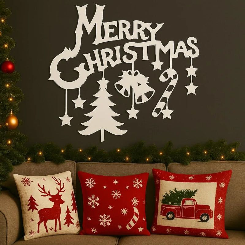 "Merry Christmas" Wall Art Silver