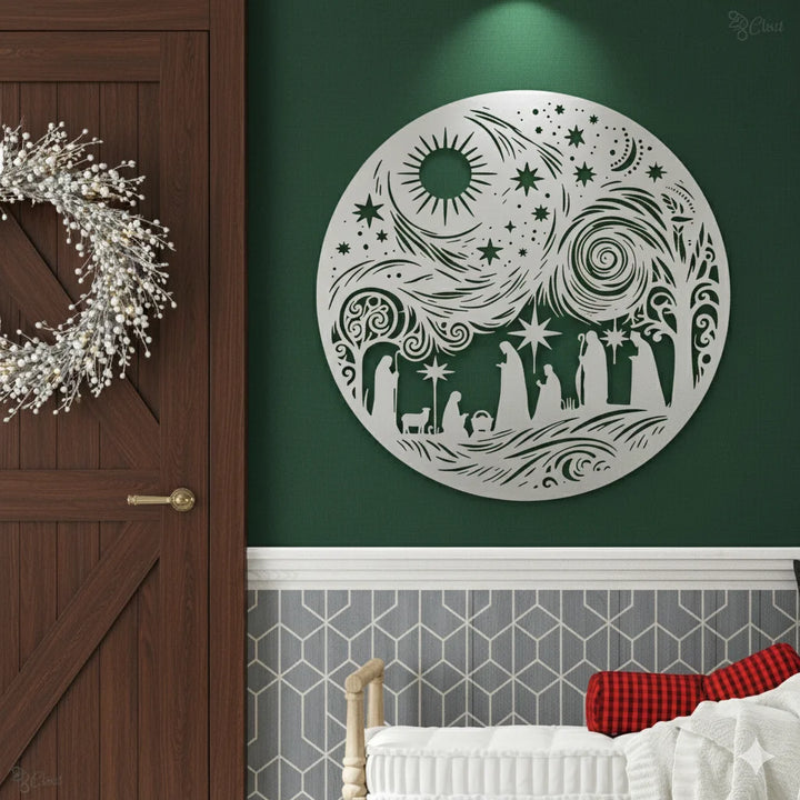 Arcdew - Round Acrylic Nativity Scene Wall Art - Christmas Silhouette Decor | Acrylic - Translation missing: en.products.product.alternate_image