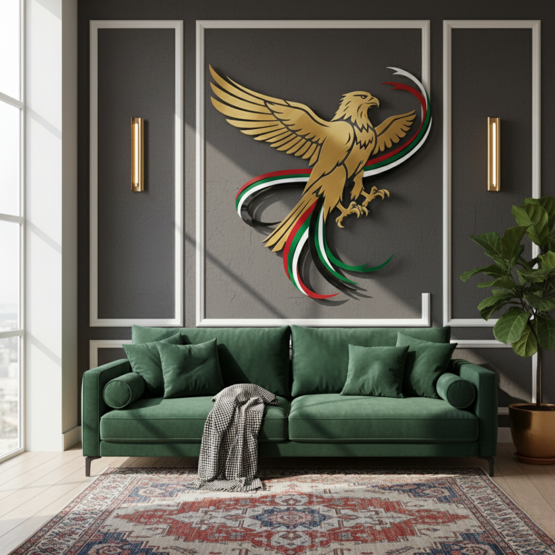 Arcdew's Soaring UAE Falcon & Flag Ribbons Acrylic Wall Art