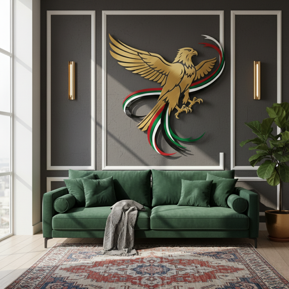 Arcdew's Soaring UAE Falcon & Flag Ribbons Acrylic Wall Art
