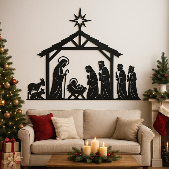 Arcdew's Traditional Acrylic Manger Nativity Scene Wall Art with Star