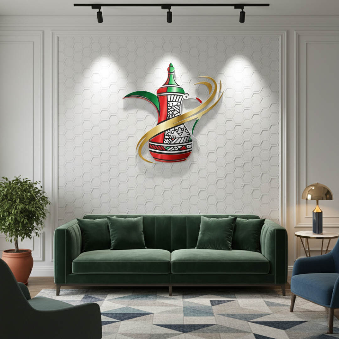 Arcdew's Traditional UAE Dallah & Flag Acrylic Wall Art..