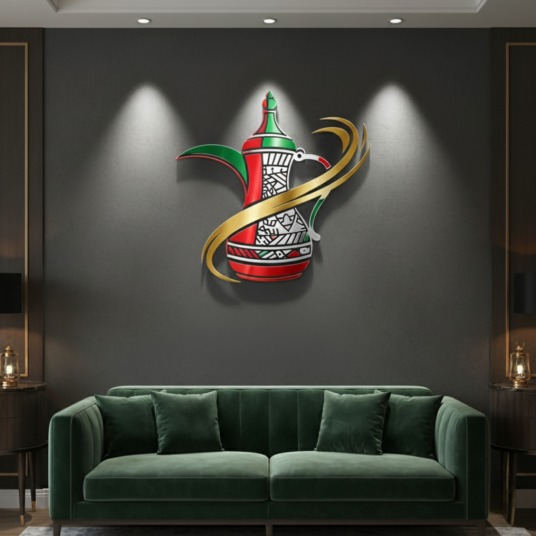 Arcdew's Traditional UAE Dallah & Flag Acrylic Wall Art.