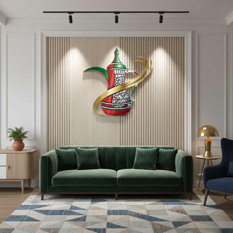 Arcdew's Traditional UAE Dallah & Flag Acrylic Wall Art