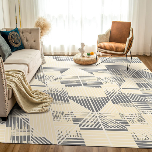 Art World Grey Modern Rug – Abstract Geometric Cream & Charcoal Area Rug