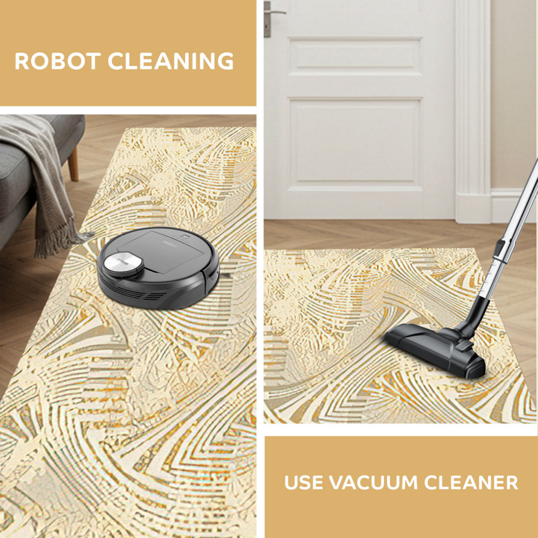 Art World Modern Cream Geometric Runner – Abstract Gold & Grey Hallway Accent Rug..