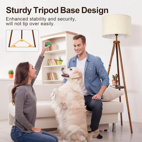 Atlas Tripod Floor Lamp – Mid-Century Modern Wood Standing Lamp