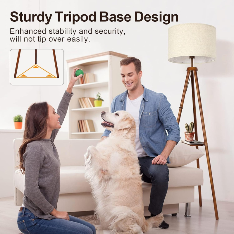 Atlas Tripod Floor Lamp – Mid-Century Modern Wood Standing Lamp