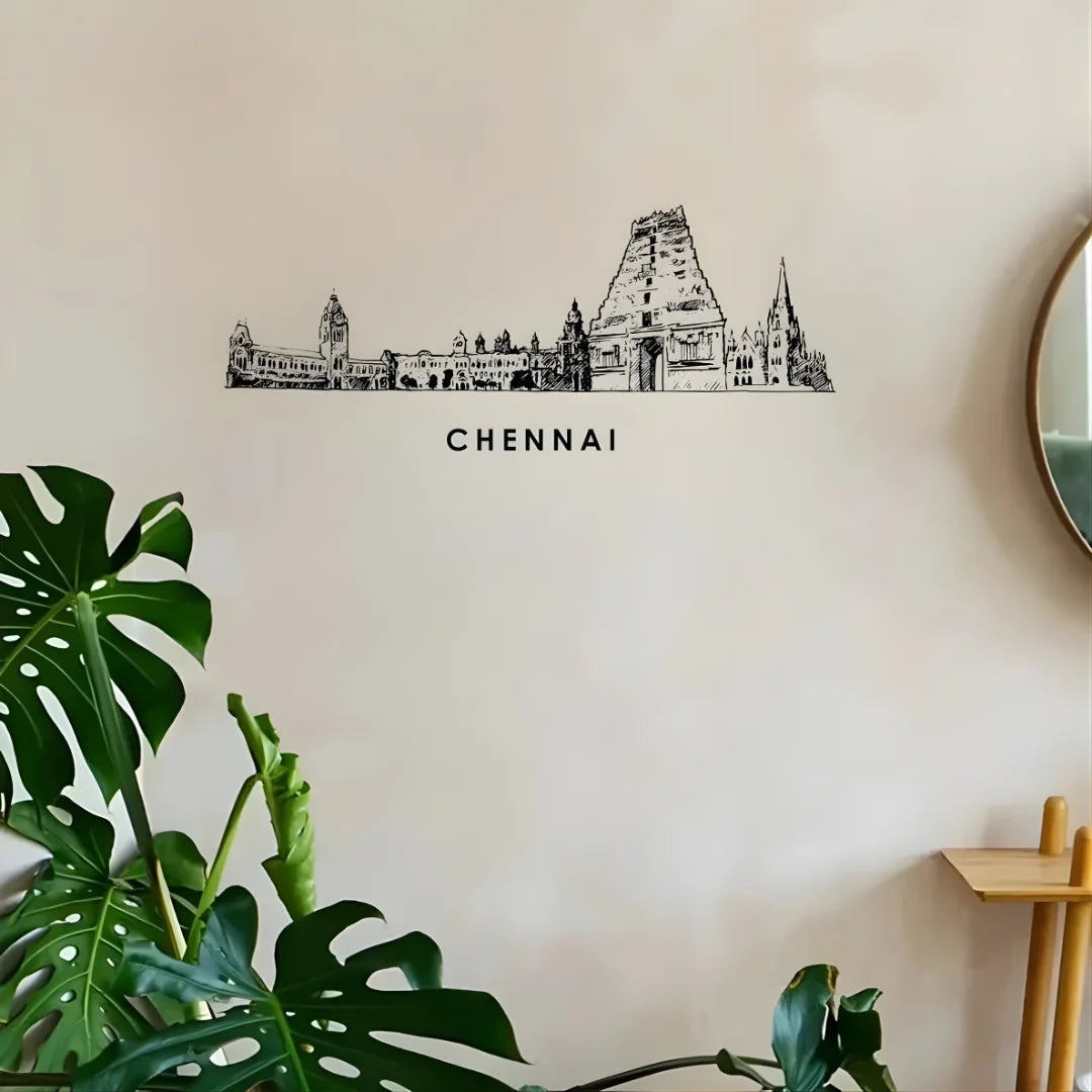 Chennai Skyline Wall Art Black 1
