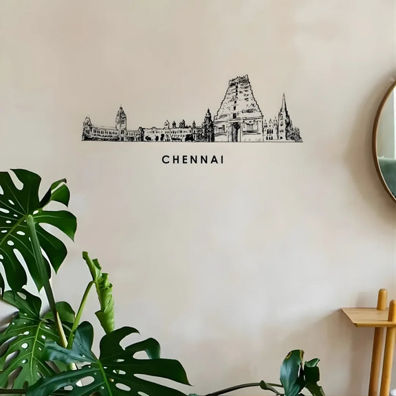 Chennai Skyline Wall Art Black 1