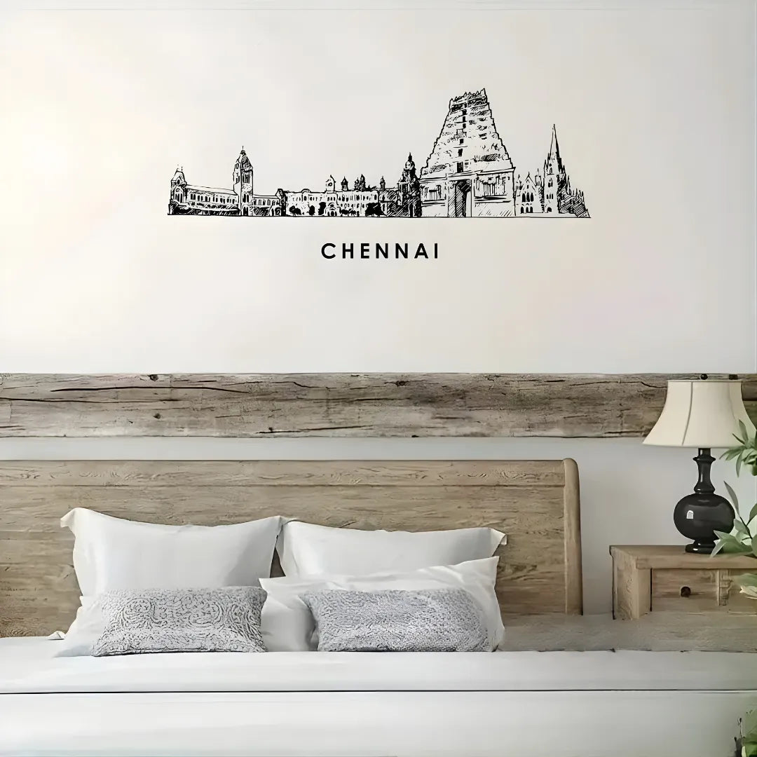 Chennai Skyline Wall Art Black