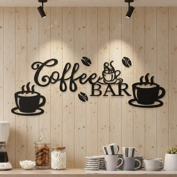 Coffee Bar Wall Decor Black