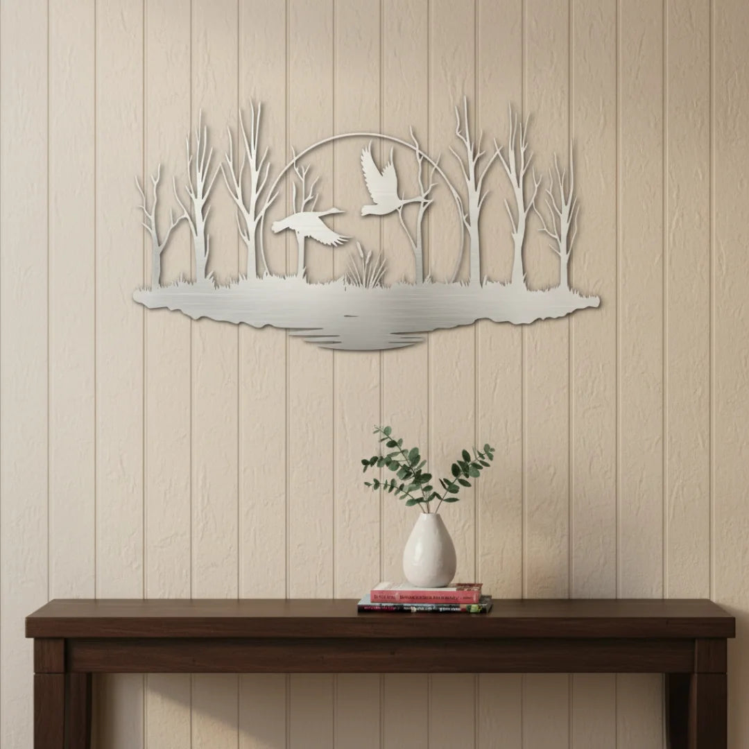 Tranquil Ducks in Flight Silver