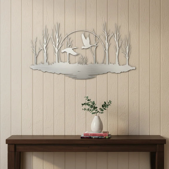 Tranquil Ducks in Flight Silver