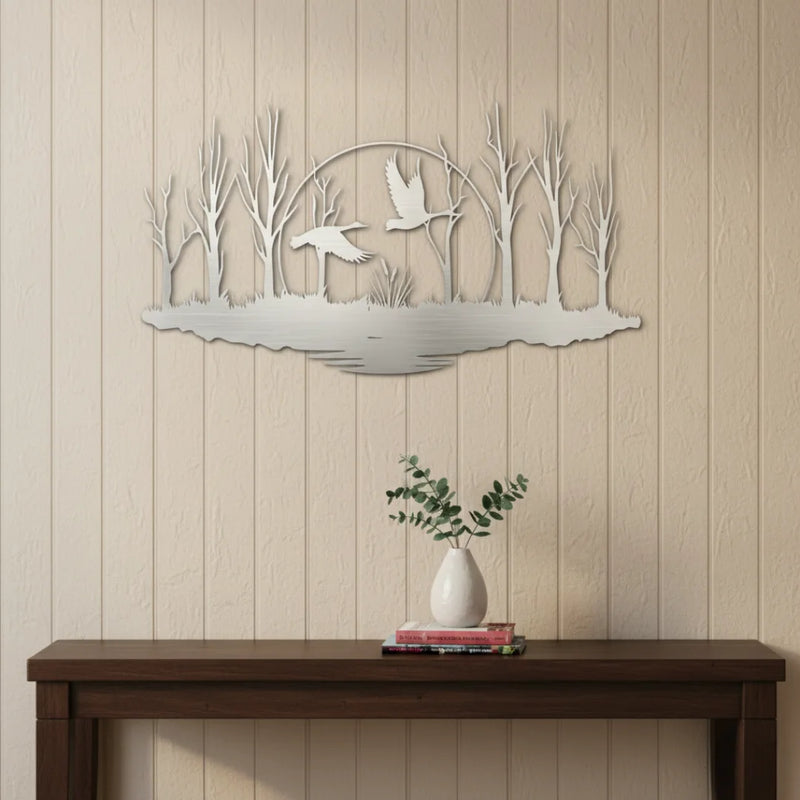Tranquil Ducks in Flight Silver