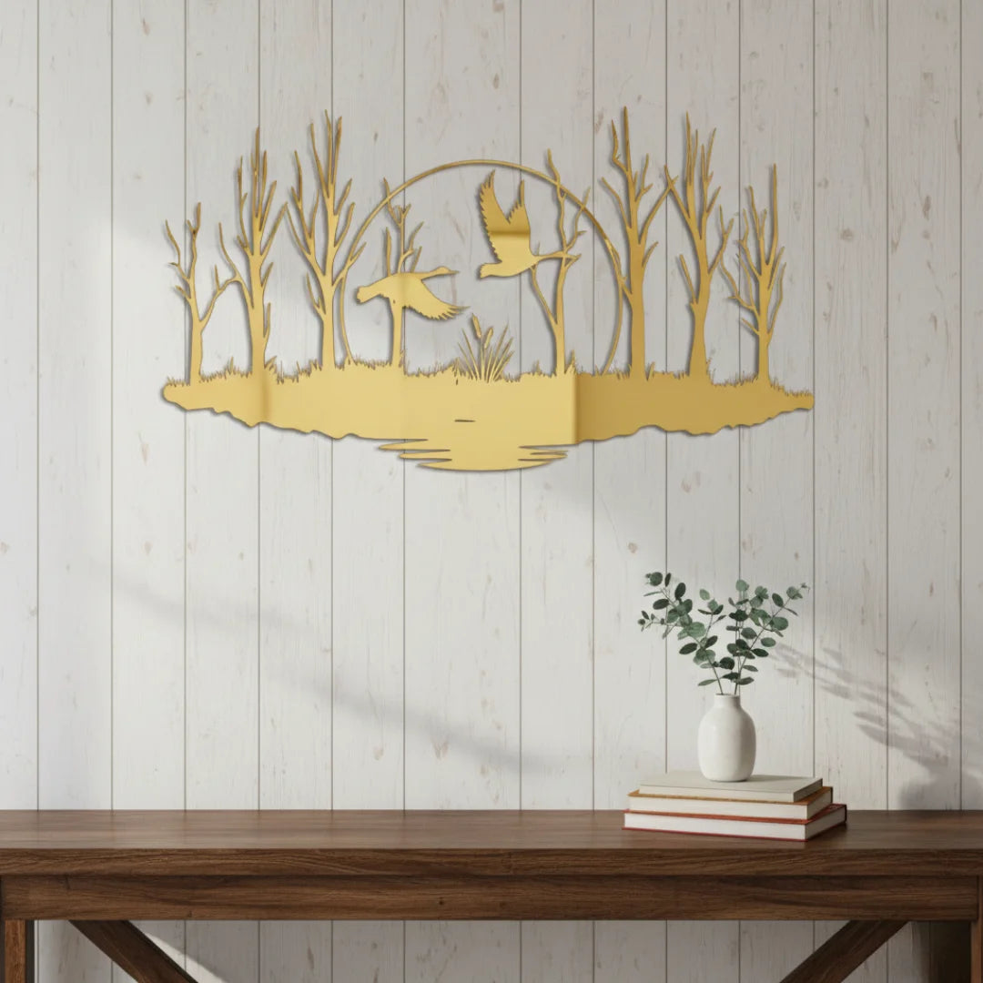 Tranquil Ducks in Flight Gold