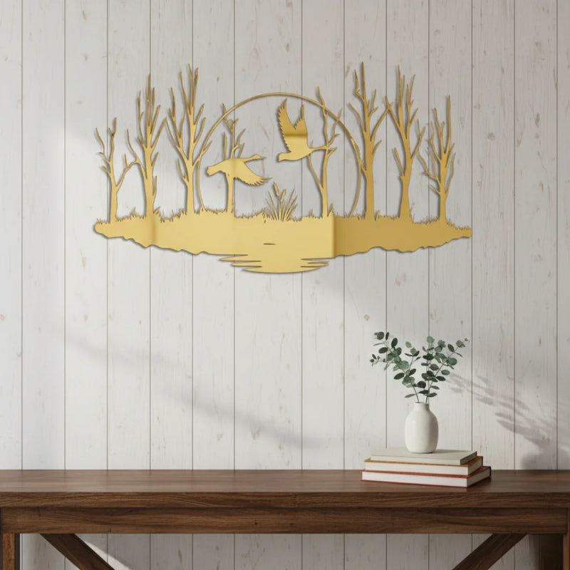 Tranquil Ducks in Flight Gold