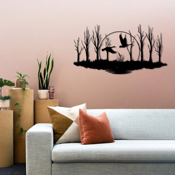 Tranquil Ducks in Flight Black