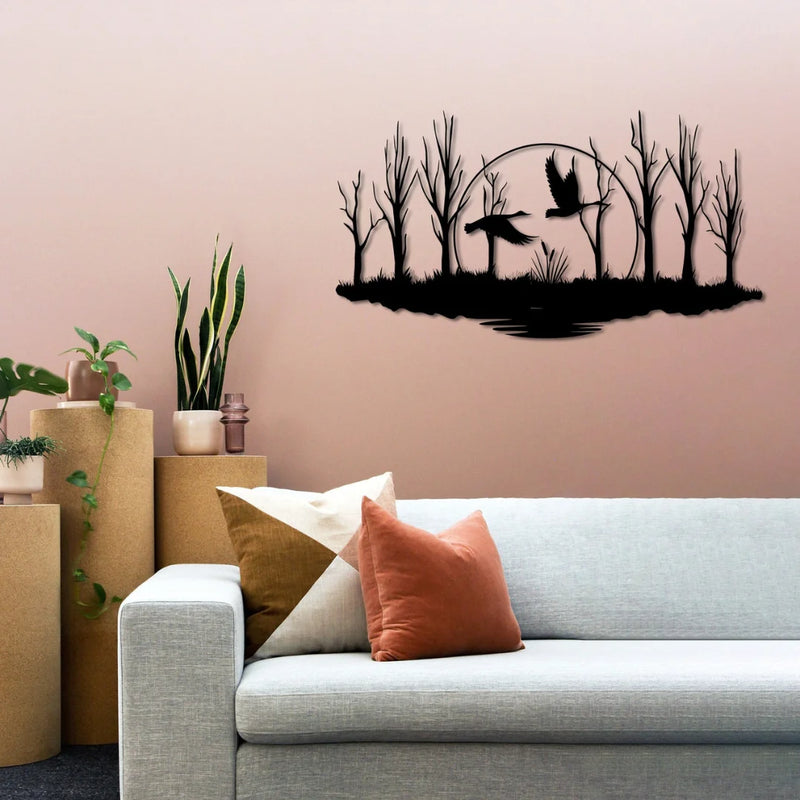 Tranquil Ducks in Flight Black