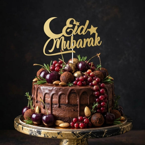 Eid Mubarak Acrylic Cake Topper Gold 1