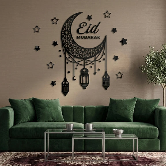 Eid Mubarak Acrylic Wall Art Set Black 1