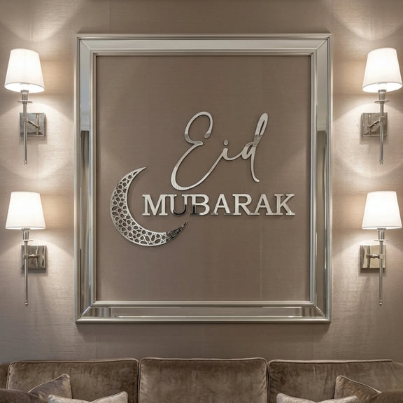Eid Mubarak Acrylic Wall Decor Silver