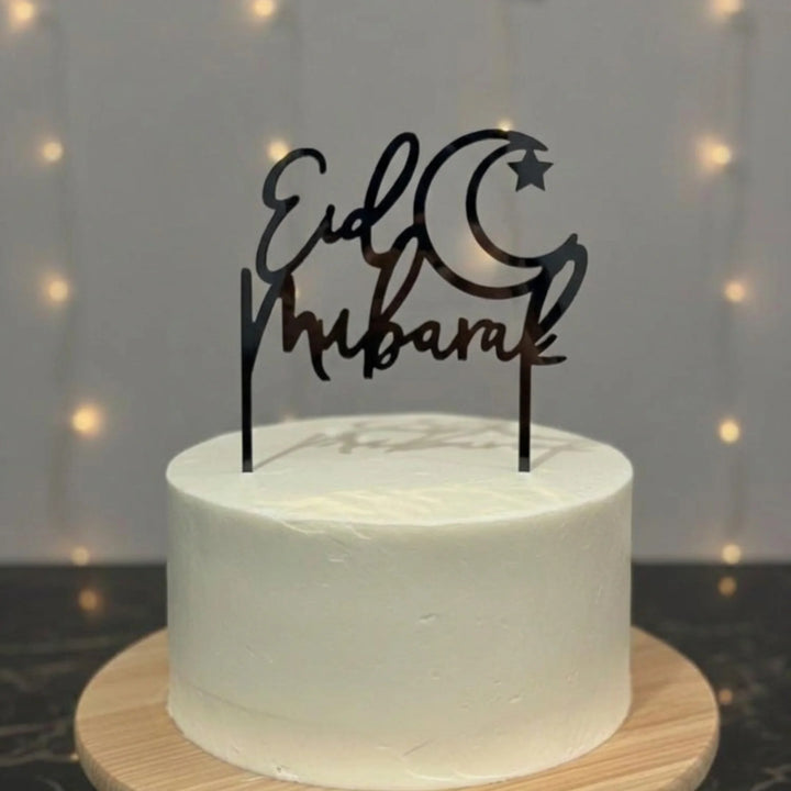 arcdew.com - Eid Mubarak Gold Acrylic Cake Topper with Crescent Moon & Star | Ramadan Eid Cake Decoration | Baking & Party Decor UAE | Eid Mubarak Gold Acrylic Cake Topper - Translation missing: en.products.product.alternate_image