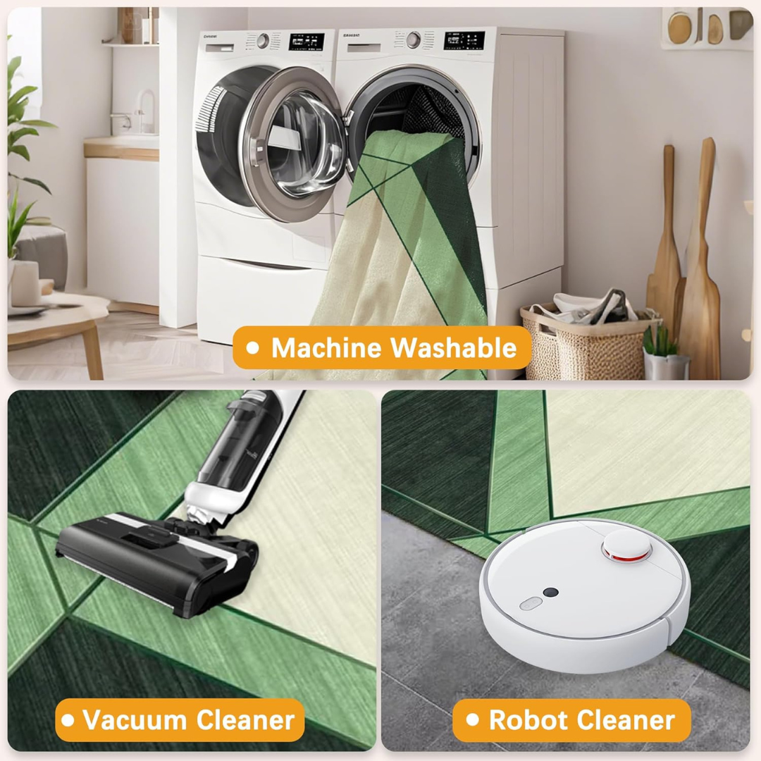 Emerald Green Geometric Area Rug – Modern Abstract Sage & Forest Green Statement Rug.....