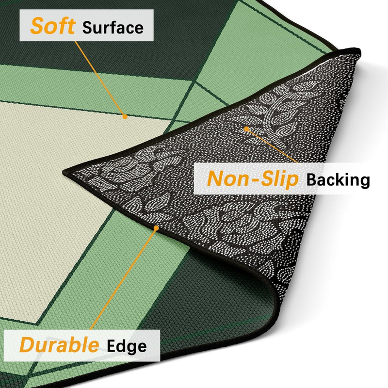 Emerald Green Geometric Area Rug – Modern Abstract Sage & Forest Green Statement Rug..