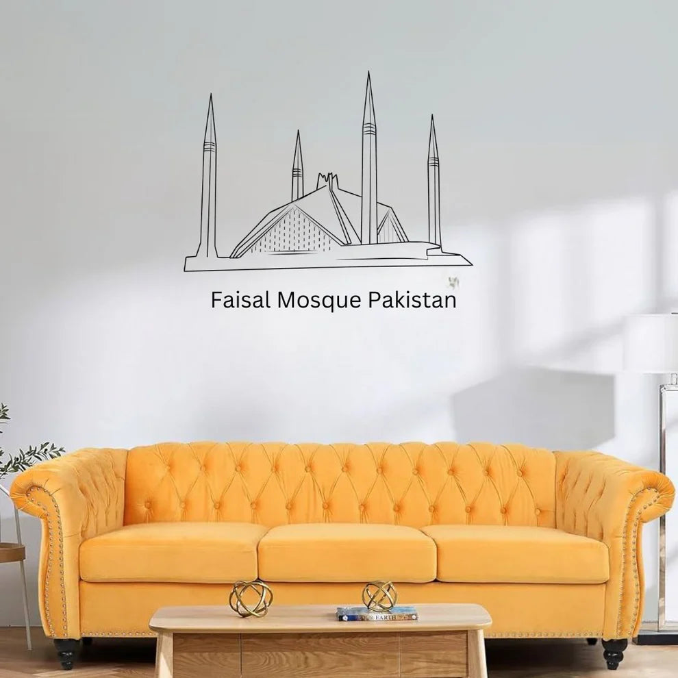 Faisal Mosque, Pakistan - Skyline Acrylic Wall Art - Home Decal - Pakistan National Day