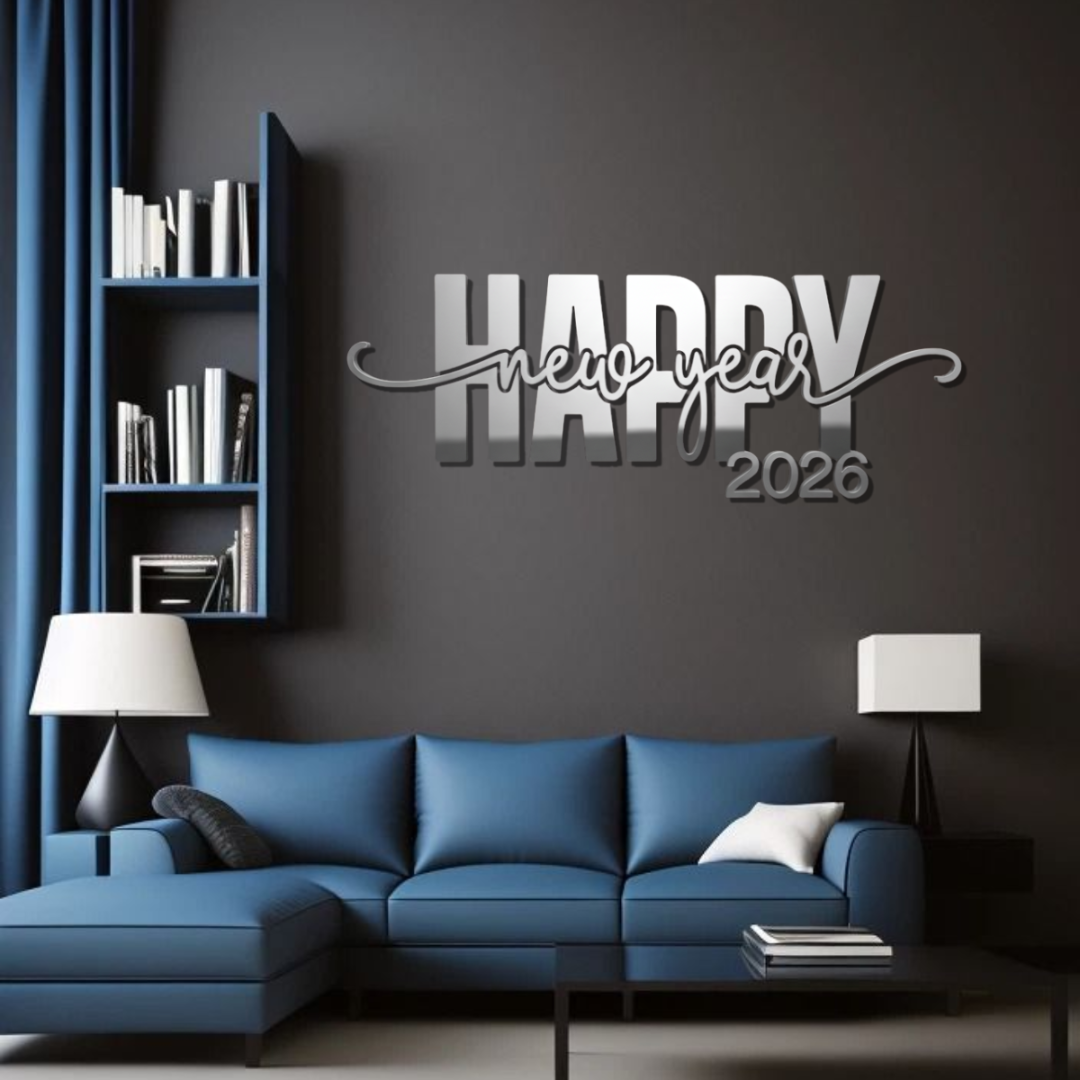  "Happy New Year 2026" Luxury Acrylic Wall Calligraphy – Modern Festive Home Decor
