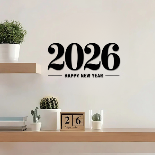 "Happy New Year 2026" Premium Acrylic Calligraphy – Modern 3D Wall Art.