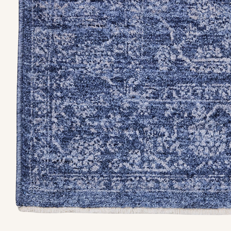 Indigo Distressed Medallion Rug – Navy & Sky Blue 